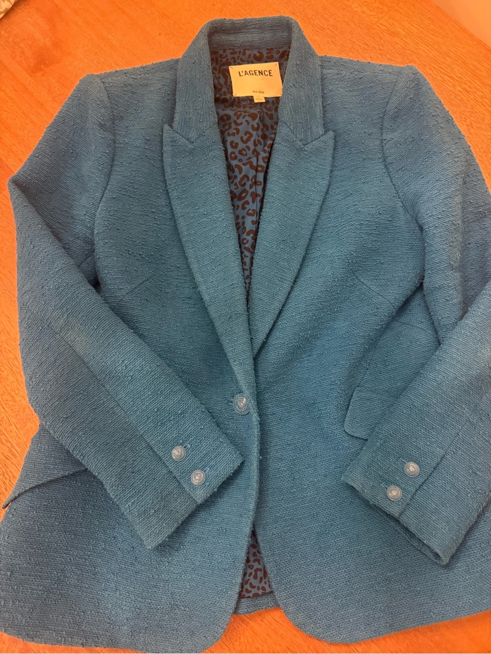 L'AGENCE Teal Bouclé Women's Blazer